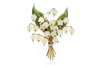 AUSTRIAN 18K GOLD LILY OF THE VALLEY BROOCH, 44g