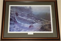 Rick Kelley Signed LE "Esox Attack" Pike Fine Art