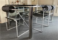 6 Alias Seconda Chairs by Mario Botta & Glass Top