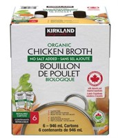 6-Pk Kirkland Signature Organic Chicken Broth,