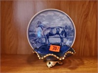 Quarter Horse plate, gold rimmed fluted bowl