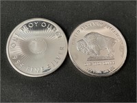 2 - One Ounce Silver Coins