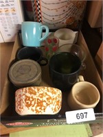 Stoneware Bowl & Asst Mugs