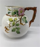 SMALL WATER PITCHER W/ FLORAL ACCENTS