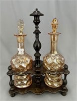 Pair of Royal Diamonds wine decanters - marigold