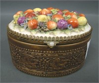 Elfinware Porcelain Basket of Fruit Trinket Box