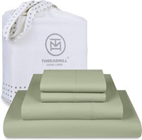 Threadmill Full Size Cotton Sheet Set  Sage Green