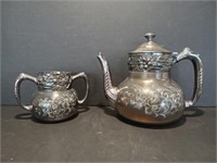 Vintage Silver-Plated Tea Pot And Sugar Bowl