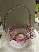 Fenton glass cranberry basket 1960’s