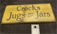 Wooden Crocks Jugs & Jars Sign