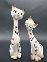 (2) Vintage Tall Ceramic Siamese Cat Figurines
