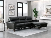 Black Leather 2-Piece Sectional Sofa