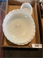 (3) Large & (2) Small Milk Glass Bowls