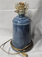 GORGEOUS FRENCH BLUE GLAZED LAMP BASE 11.5"