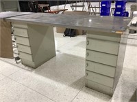 8-drawer desk with solid wood top with stainless