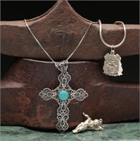 .925 Cross Cherub+ Pendants Chains 36.91g