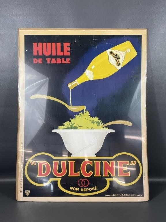 Vintage Huile de Table Dulcine Advertising Poster
