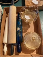3 Rolling Pins & 2 Pieces of Viking Glass