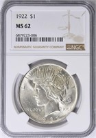 1922 Peace Silver Dollar NGC MS-62