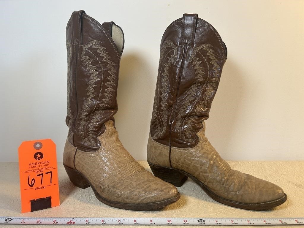 Vintage Justin Boot Elephant Hide Style 8524 Size