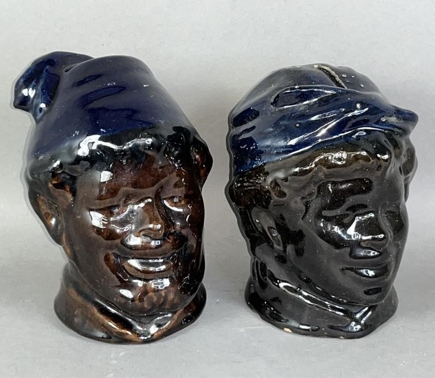 Pair of molded redware "Black Americana" figural