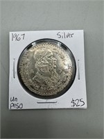 1967 Un Peso Silver Mexican Coin