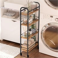 Slim Storage Cart, 4 Tier Rolling Utility Cart