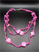 Three Strand Pink Necklace