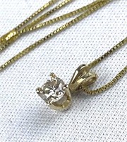 14K Yellow Gold 1/4ct Diamond Solitaire Necklace