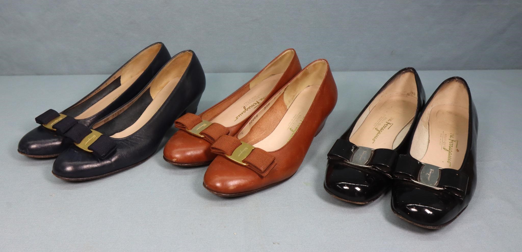 3pr. Ladies Salvatore Ferragamo Kitten Heels