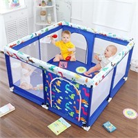 FINAL SALE:Baby Play Pen Play Yard Blue Dinosaur