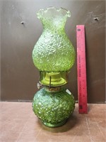 Vintage L.E. Smith Daisy & Button Green Glass Lamp
