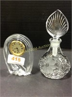 Crystal Perfume bottle and desk clock