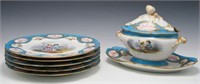 Sevres Hand Painted China Set w/ Courting Scenes.