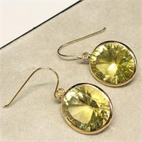 14K YELLOW GOLD LEMON QUARTZ (GREENISH YELLOW,