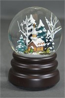 Church and Trees Christmas Glitter Snow Globe Wind