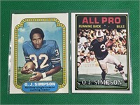 Lot O.J. Simpson 1970s football cards