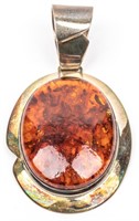 Jewelry Sterling Silver Large Amber Pendant