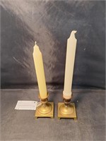 Brass Candlestick Holders W/ Candles x2