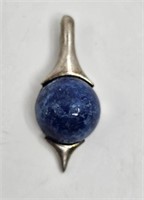 Modernist Sterling Silver Pendant Lapis Lazuli