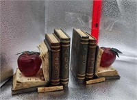 VTG Bookends Red Acrylic Apples Books MCM
