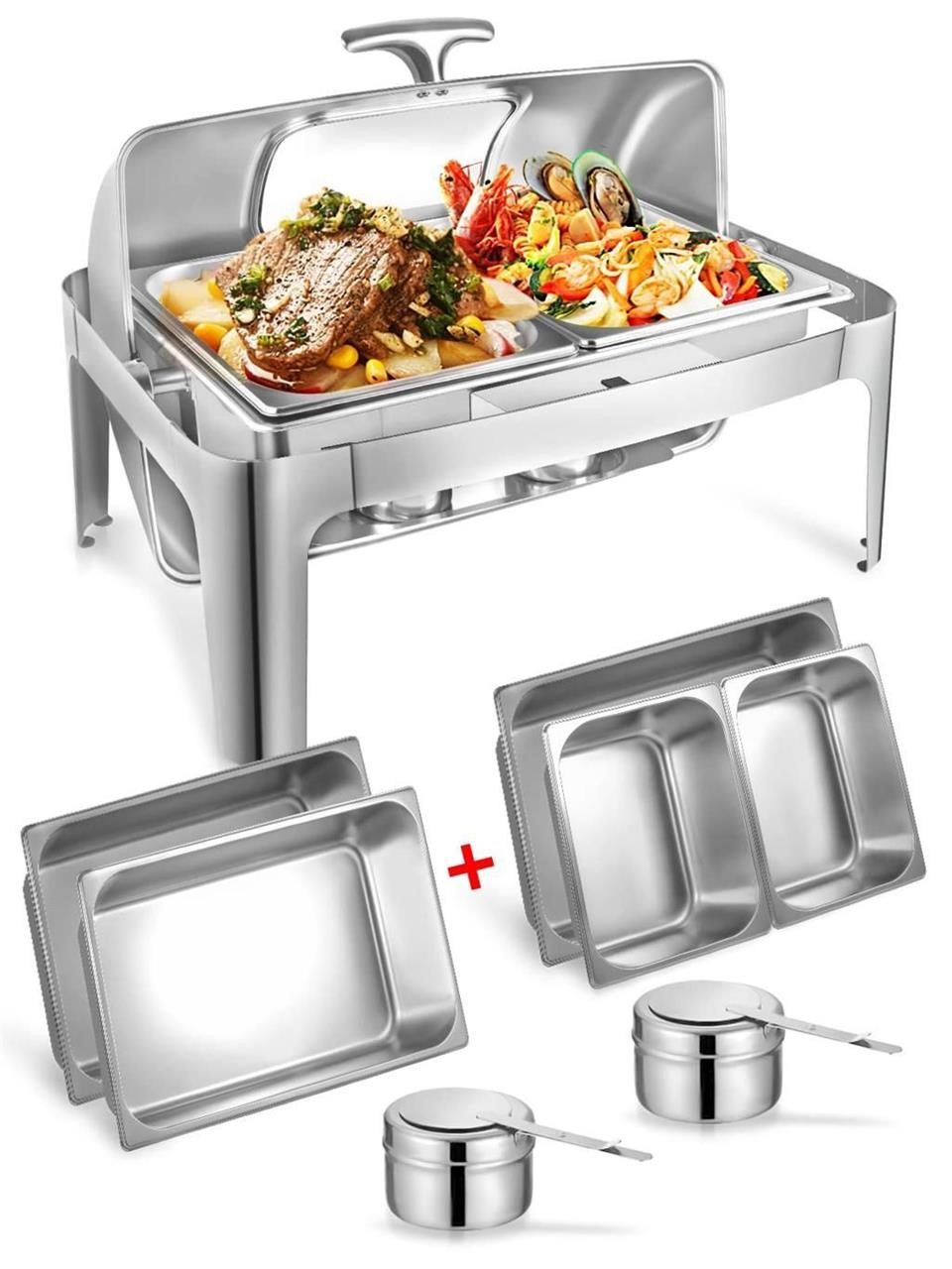 Rectangular Roll Top Chafing Dish Buffet Set