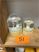 Pair of Precious Moments Snow Globes