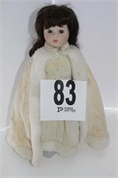 Brunette Doll-White Cape - 16" tall (U232)