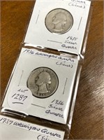 SILVER U.S. QUARTERS 1934, 35, 36, 37 & 38