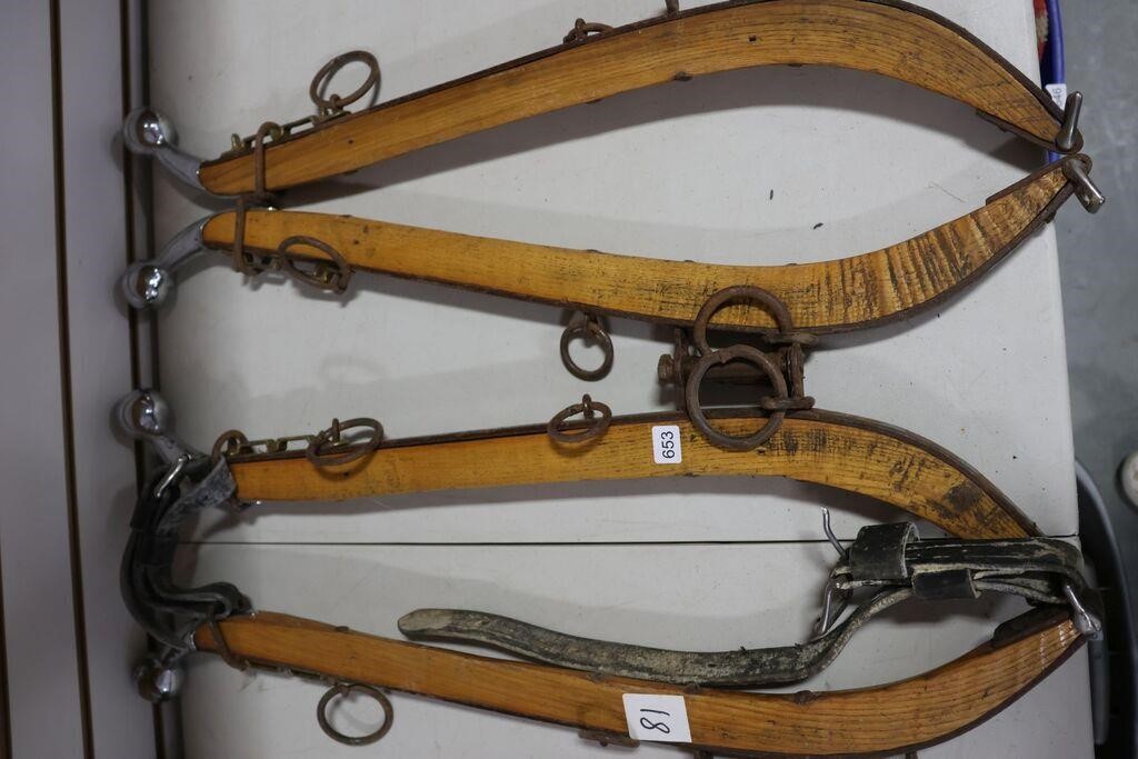 2 PAIRS OF CHROME TOP HORSE HAMES