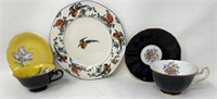 Tea Cups & Saucers and Crescent Ivory Plate