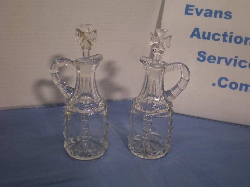 Cruets EAPG Glass with Cross Ground Stopper