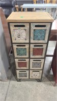 WOOD AND METAL 8 DRAWER ACCENT STAND 16" X 12"