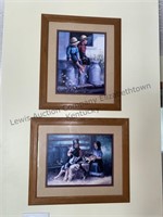 2 framed matted pictures